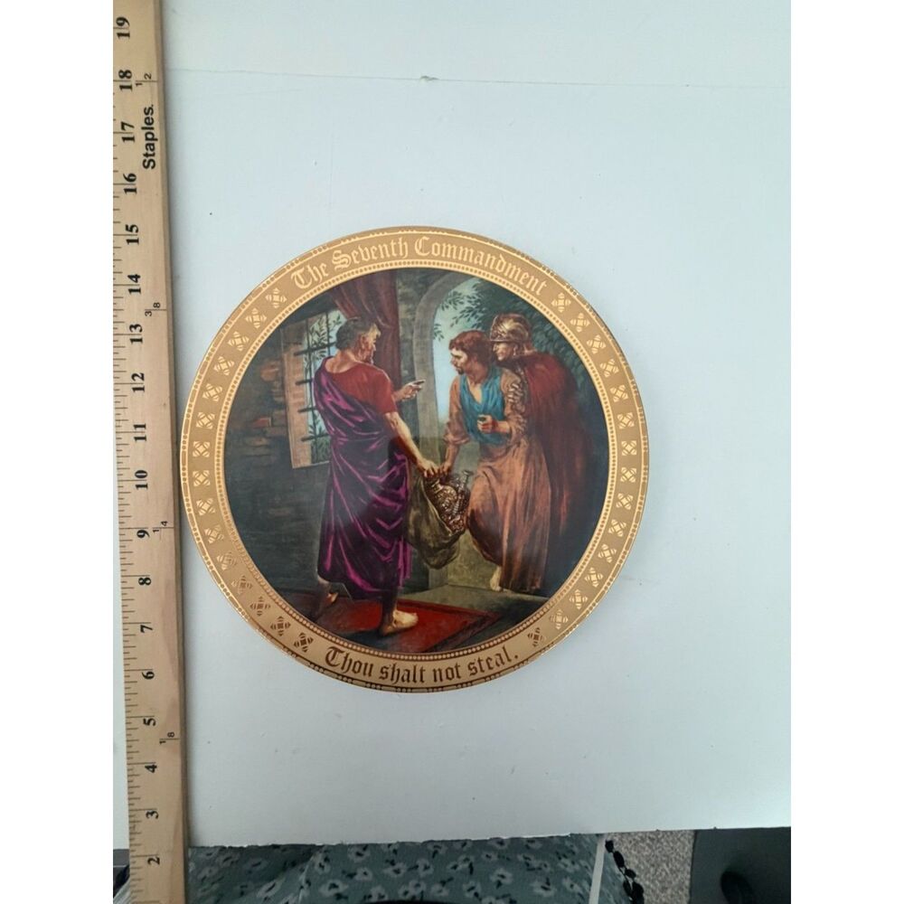 Danbury Mint the Seventh Commandment collector plate with 24K gold trim